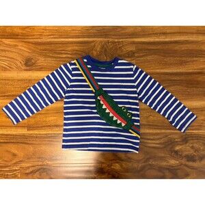 Mini Boden Crocodile Zip Pocket Long Sleeve Shirt, Size 3-4